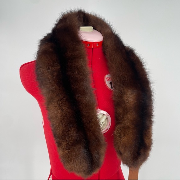 Vintage Chocolate Brown Authentic Mink Fur Collar / Stole Old Hollywood Glamour - Picture 2 of 10